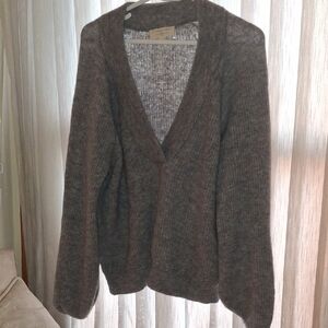 Sezane Grey V-Neck Sweater
